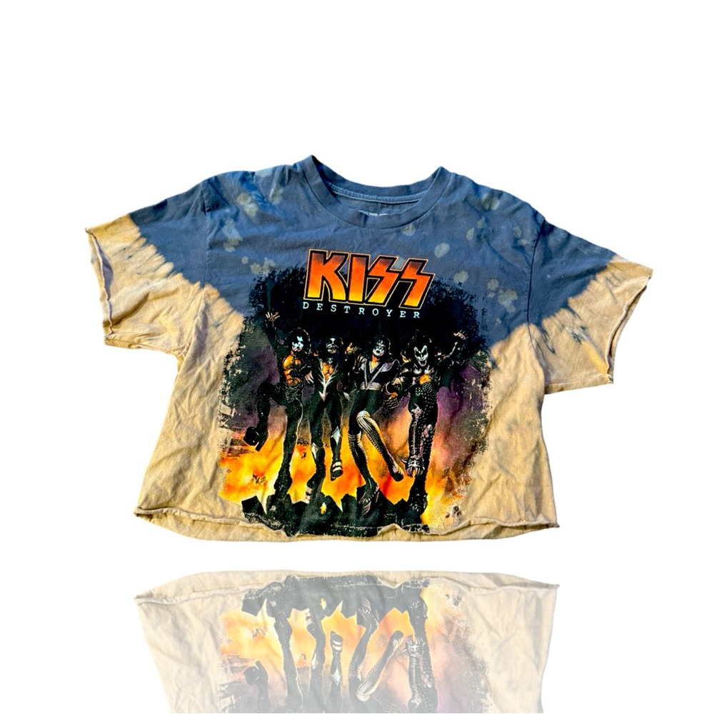 KISS Multicolored “Destroyer” Tie Dyed Cropped Top: Medium: KISS Army